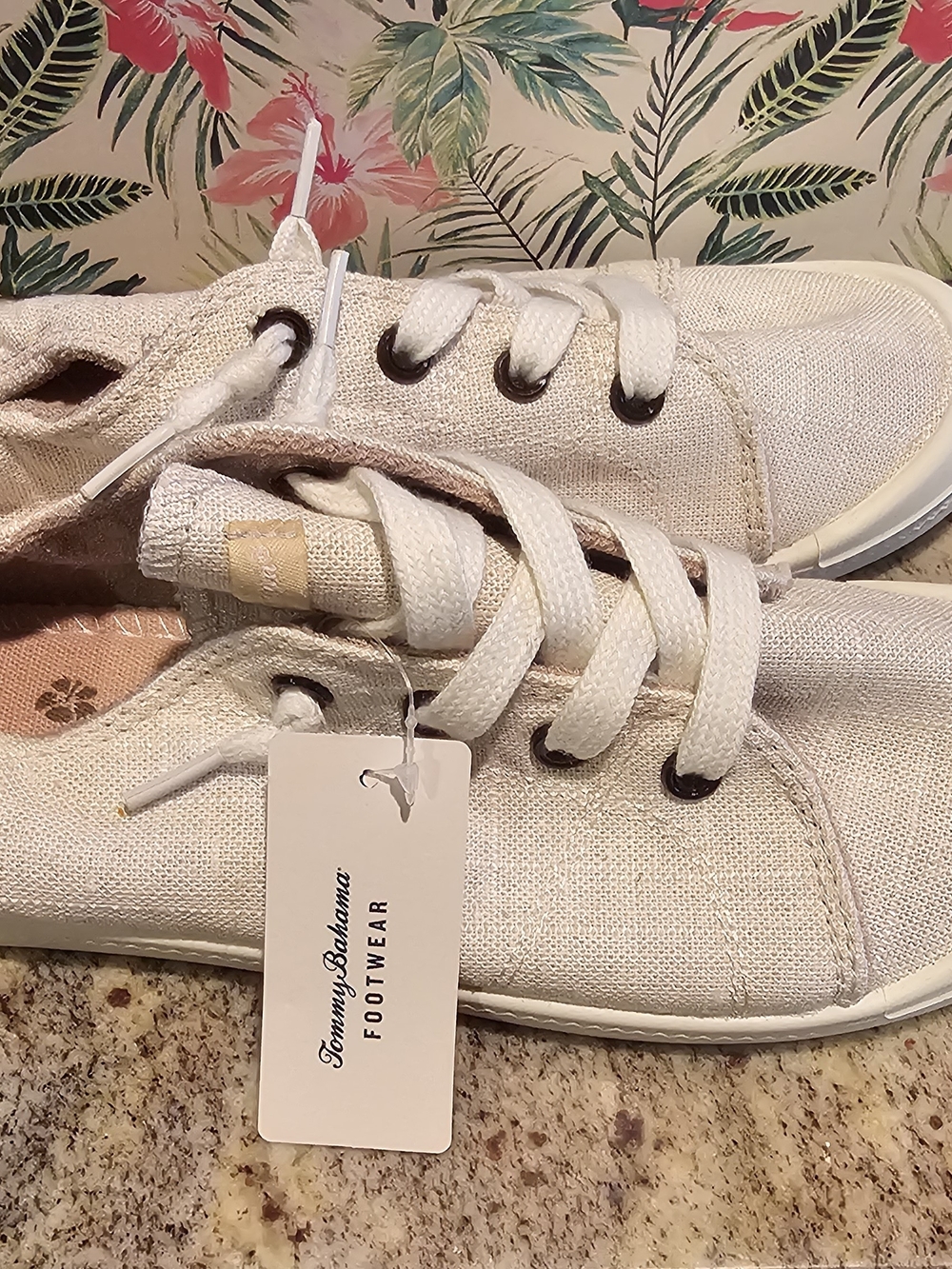 Tommy Bahama Cream Canvas Sneakers